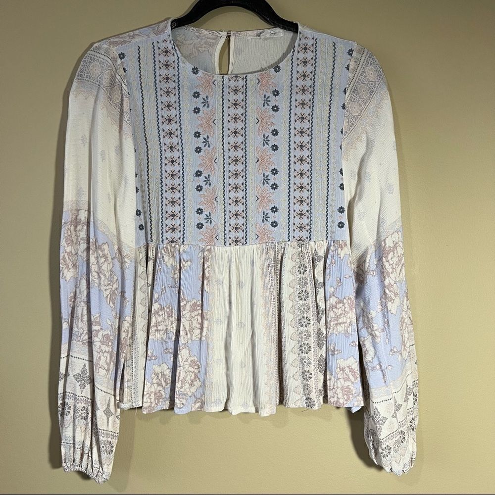 ✨ Taylor & Sage Women’s Floral‎ Embroidered Boho Top Cream Purple XS